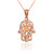 Rose Gold Filigree Hamsa Evil Eye Charm Necklace