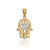 Two-Tone Yellow Gold Filigree Hamsa Evil Eye Charm Necklace