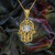 Two-Tone Yellow Gold Filigree Hamsa Evil Eye Charm Necklace