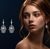 14K White Gold Filigree Hamsa Evil Eye Earrings