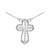 14K White Gold Diamond Center Cross Necklace