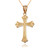 Yellow Gold  Fleur de lis Cross Religious Pendant Necklace