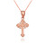 Rose Gold Filigree Cross Charm Necklace