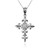 White Gold Fleur de Lis Cross Pendant Necklace
