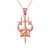 Rose Gold Trident of Lord Shiva Trisula Pendant Necklace