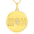 14K Gold "MOM" Script Diamond Disc Pendant Necklace