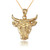 Yellow Gold Bull Head DC Pendant Necklace