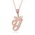 Rose Gold Cursive Crown Letter Initial Pendant Necklace