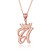 Rose Gold Cursive Crown Letter Initial Pendant Necklace