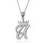 Sterling Silver Cursive Crown Letter Initial Pendant Necklace