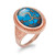 Rose Gold Oval Blue Copper Turquoise Gemstone Ring