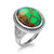 White Gold Oval Green Copper Turquoise Gemstone Ring