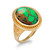 Yellow Gold Oval Green Copper Turquoise Gemstone Ring