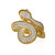 14K Yellow Gold CZ Studded Coiled Snake Band Ring