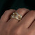 14K Yellow Gold CZ Studded Cuban Chain Link Band Ring 13.8 mm