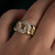 14K Yellow Gold CZ Cuban Chain Link Statement Ring 12.9 mm