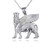 Gold Ancient Assyrian God Lamassu Winged Bull Pendant Necklace