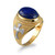 2-tone Gold Fleur-de-Lis Cross Lapis Lazuli Statement Ring