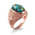 Rose Gold Fleur-de-Lis Cross Blue Copper Turquoise Ring