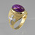 Gold Fleur-de-Lis Cross Purple Copper Turquoise Oval Gemstone Ring