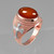Gold Fleur-de-Lis Cross Red Onyx Oval Gemstone Ring