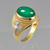 Gold Fleur-de-Lis Cross Green Onyx Oval Gemstone Ring