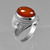 Sterling Silver Fleur-de-Lis Cross Red Onyx Oval Gemstone Ring