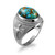 Silver Fleur-de-Lis Cross Blue Copper Turquoise Ring