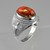 Sterling Silver Fleur-de-Lis Cross Orange Copper Turquoise Ring