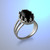 White Gold Oval Crown Black Onyx Gemstone Ring