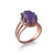 Rose Gold Oval Crown Amethyst Cabochon Tri-Band Gemstone Ring