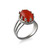 Silver Oval Crown Red Onyx Gemstone Ring