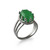 Silver Oval Crown Green Onyx Gemstone Ring