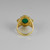 Gold Fleur-de-Lis Oval Cabochon Green Onyx Women's Gemstone Ring