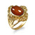 Gold Fleur-de-Lis Oval Cabochon Red Onyx Ring