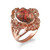 Gold Fleur-de-Lis Orange Copper Turquoise Womens Oval Gemstone Ring