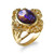 Gold Fleur-de-Lis Purple Copper Turquoise Women's Ring