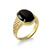 Black Onyx Oval Cabochon Gold Lattice Band Ring