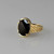 Black Onyx Oval Cabochon Gold Lattice Band Ring