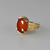 Red Onyx Oval Cabochon Gold Lattice Band Ring