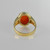Red Onyx Oval Cabochon Gold Lattice Band Ring