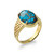 Blue Copper Turquoise Oval Cabochon Gold Lattice Band Ring