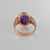 Purple Copper Turquoise Oval Cabochon Gold Lattice Band Ring