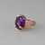 Purple Copper Turquoise Oval Cabochon Gold Lattice Band Ring