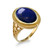 Gold Filigree Band Oval Lapis Lazuli Gemstone Ring