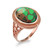 Gold Filigree Band Oval Green Copper Turquoise Gemstone Ring