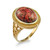 Gold Filigree Band Oval Orange Copper Turquoise Gemstone Ring