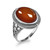 Sterling Silver Filigree Band Red Onyx Oval Gemstone Ring