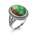 Sterling Silver Filigree Band Green Copper Turquoise Oval Gemstone Ring
