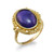 Gold Bubble Bezel Oval Amethyst Cabochon Ring